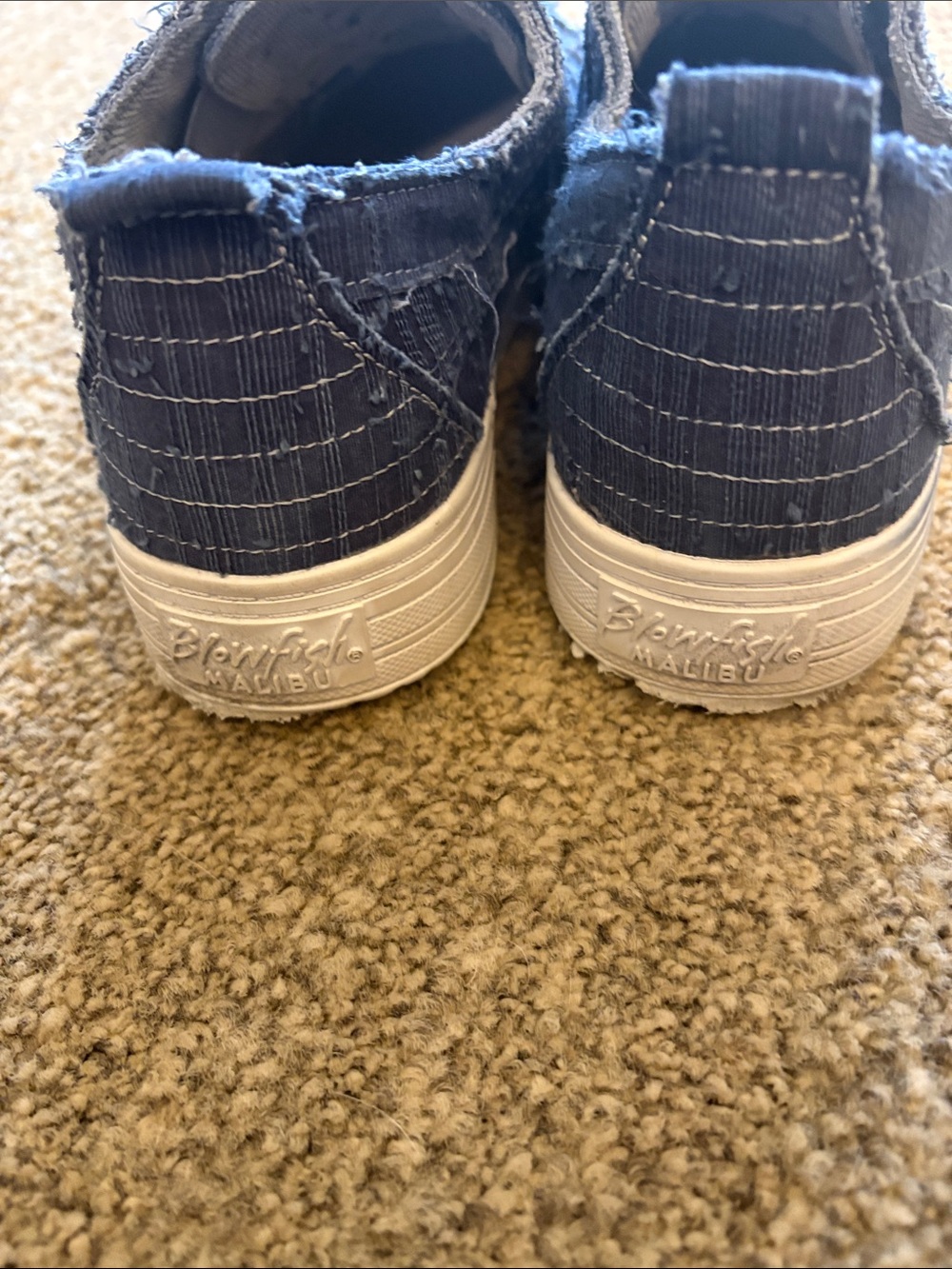 Blowfish Frayed Denim Slip-On Sneakers - Navy Blue - Picture 3 of 7